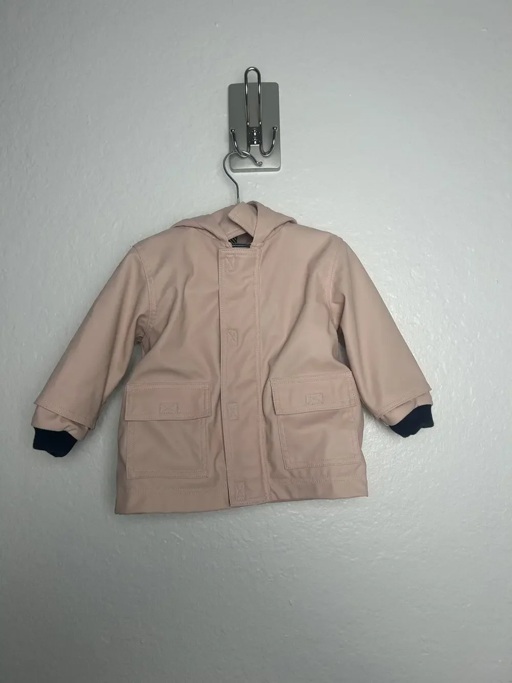 Petit Bateau Light Pink Kid hooded lined rain jacket Size 6 Mos